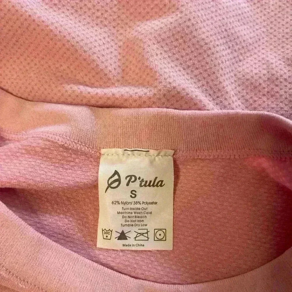 P’tula Cropped Long Sleeves Pink Top Size Small - Picture 9 of 9